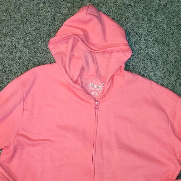 Hanes Zip Up Coral Hoodie XL - Picture 2 of 3